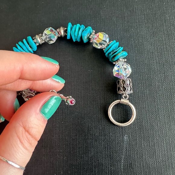 Turquoise and AB crystals sterling bracelet - Picture 5 of 6